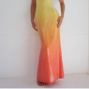 Runaway the Label Yellow and Orange Ombre Dress